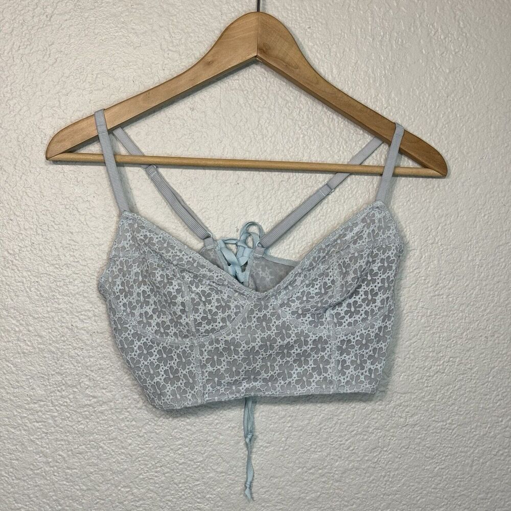 Intimately Free People Bra M Set of 2 Floral Lace Sheer Ribbon Romance Coquette